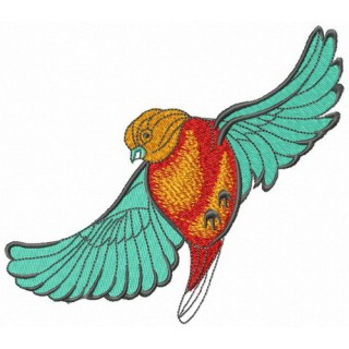 Bullfinch flying embroidery design - Embroidery Design
