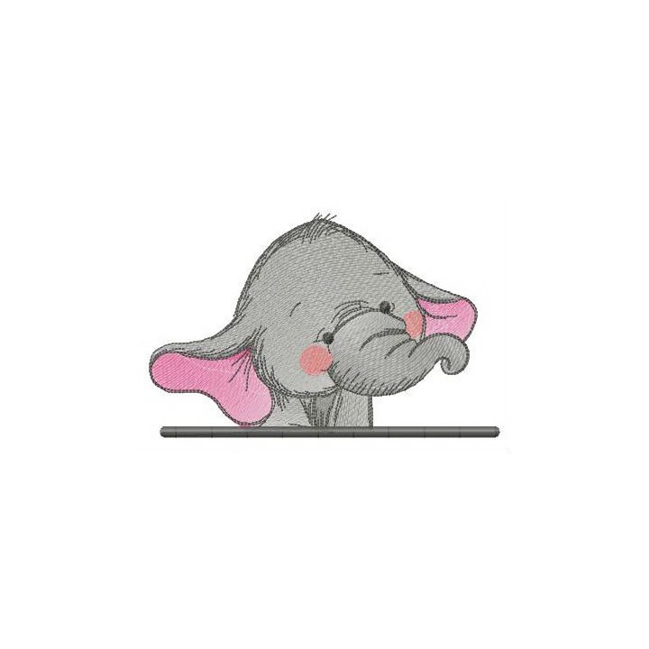 Embarrassed elephant embroidery design - Embroidery Design