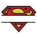 Superman monogram embroidery design preview showing stylized S initial in superhero theme