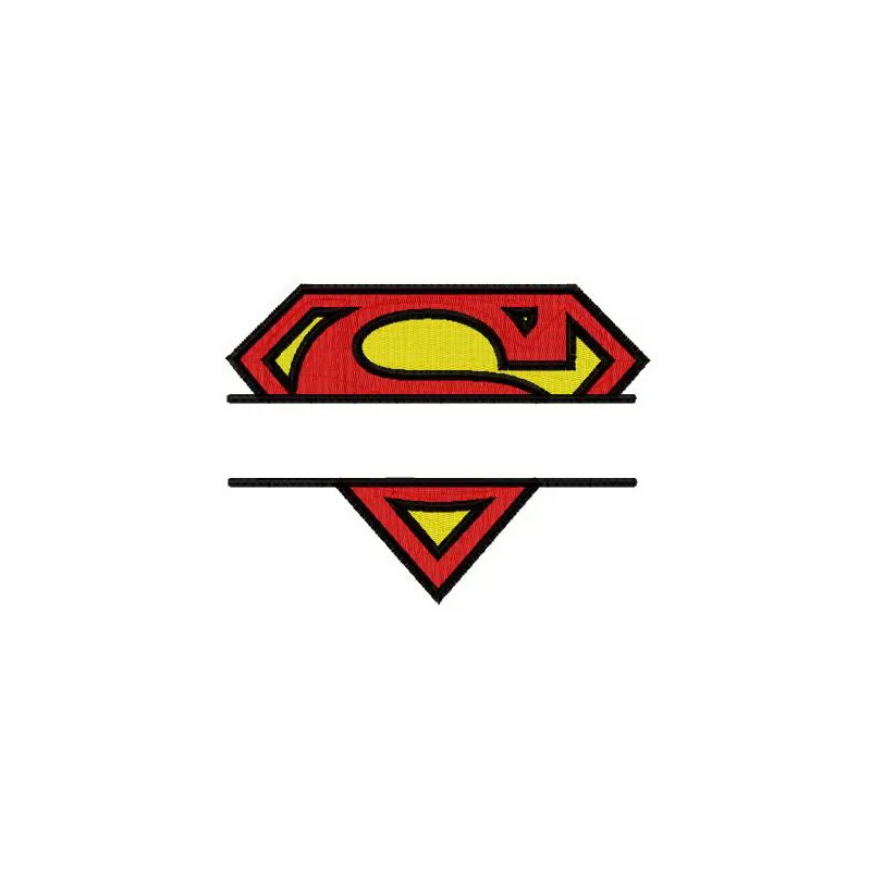 Superman monogram embroidery design preview showing stylized S initial in superhero theme
