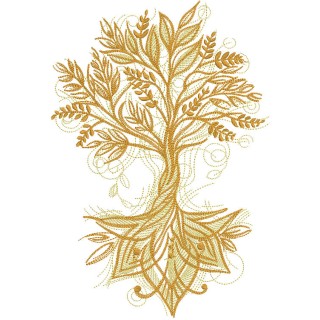 Gold tree of life embroidery design - Embroidery Design