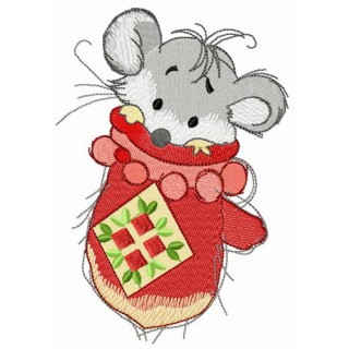 Knitted mitten for mouse embroidery design - Embroidery Design