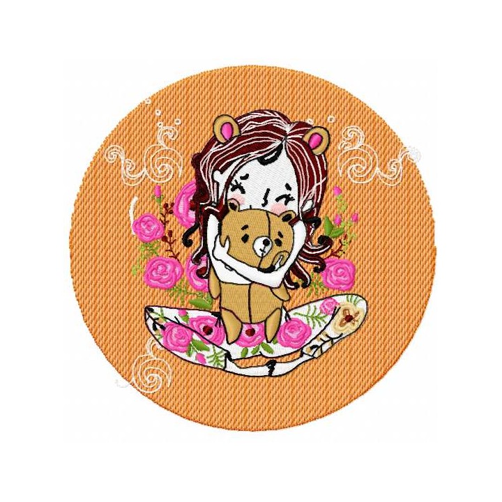 Hugs my teddy bear embroidery design - Embroidery Design