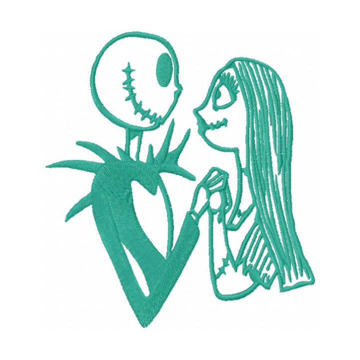 Jack and Sally forever one color embroidery design - Embroidery Design