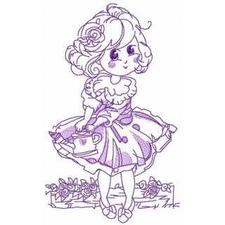 I like watering roses embroidery design - Embroidery Design