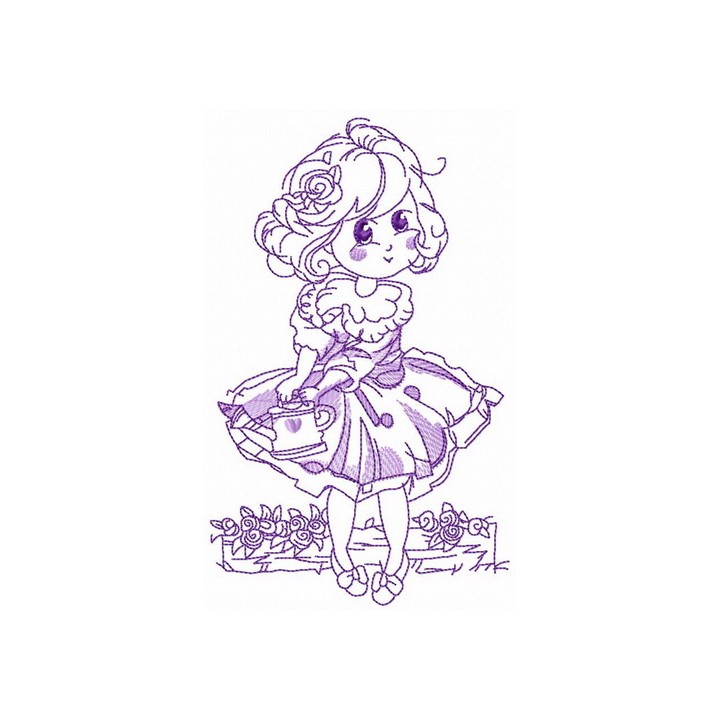 I like watering roses embroidery design - Embroidery Design