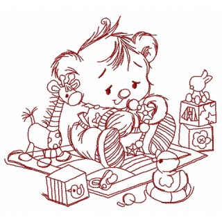 Baby teddy bear with toys 2 embroidery design - Embroidery Design