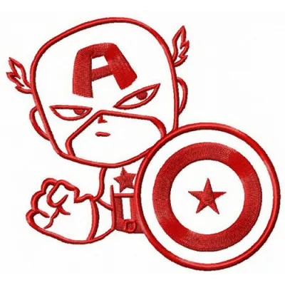Protecting Humans embroidery design featuring Captain America-inspired motif for stitching