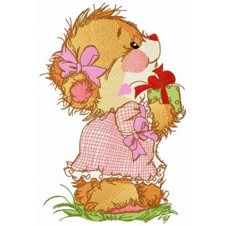 Small gift for adorable bear embroidery design - Embroidery Design