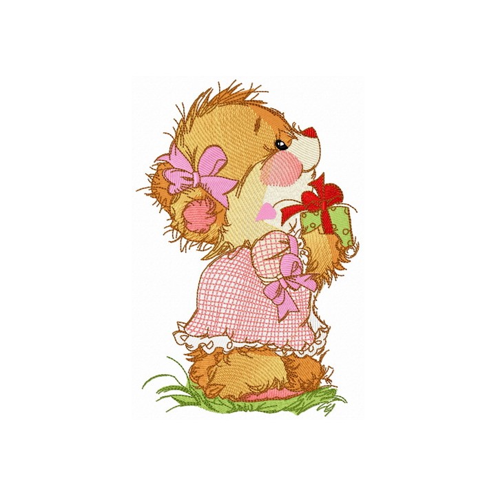 Small gift for adorable bear embroidery design - Embroidery Design