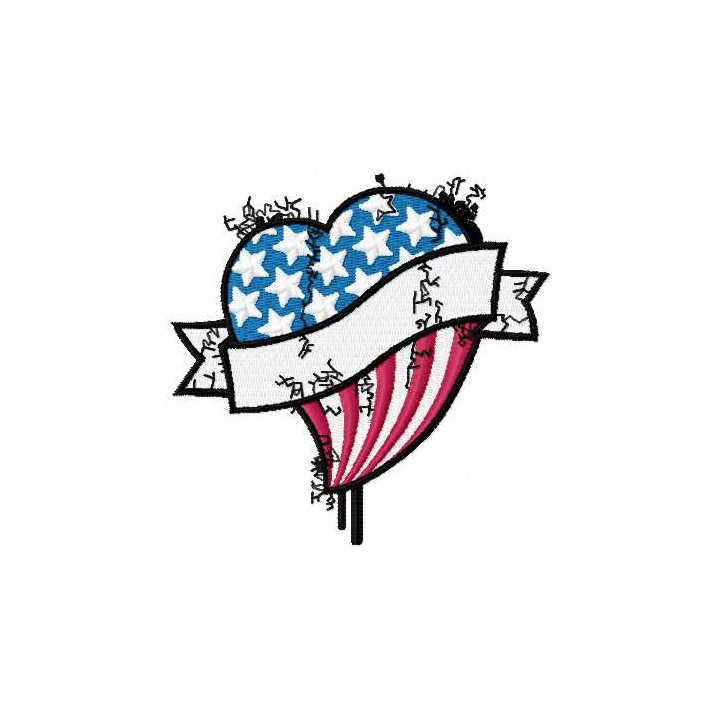 American heart 2 embroidery design - Embroidery Design