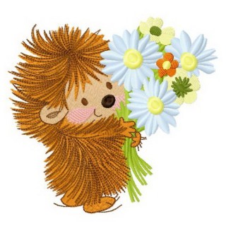 Hedgehog's bouquet 2 embroidery design - Embroidery Design