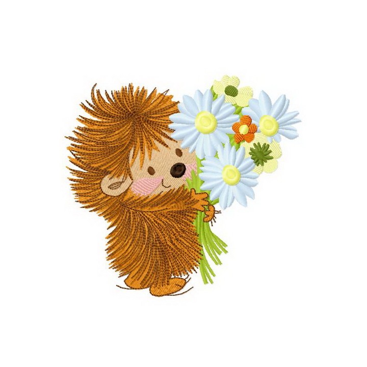 Hedgehog's bouquet 2 embroidery design - Embroidery Design