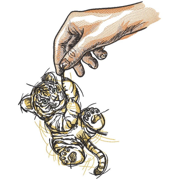Tiger cub in your hand embroidery design - Embroidery Design