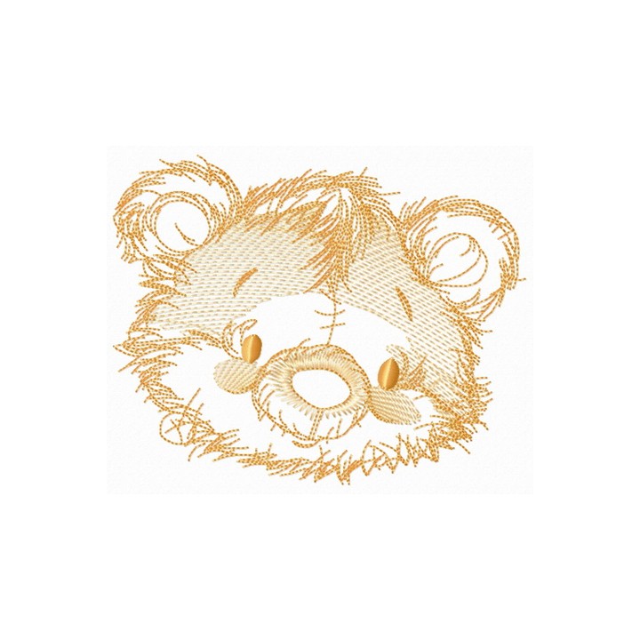 Old bear toy head sketch embroidery design - Embroidery Design
