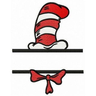 Cat's striped hat and bow tie embroidery design - Embroidery Design
