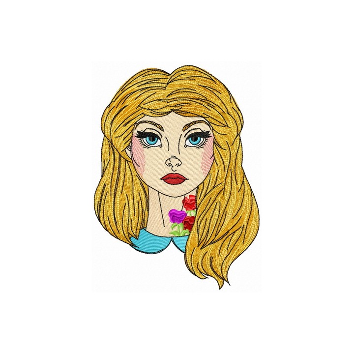 Alice with floral tattoo embroidery design - Embroidery Design