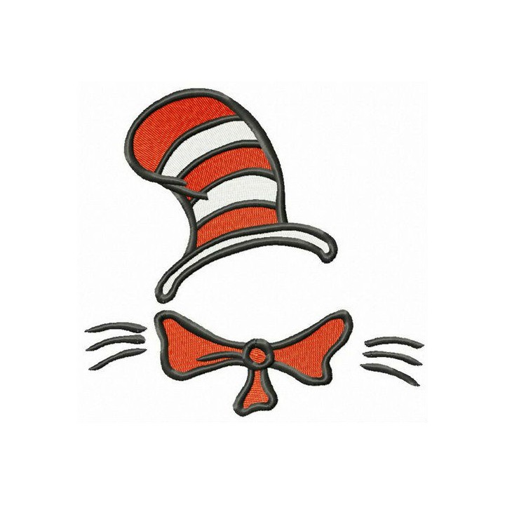 Cat's striped hat embroidery design - Embroidery Design