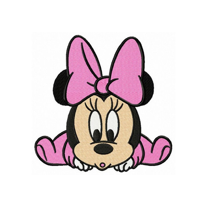 Minnie in pink romper embroidery design - Embroidery Design