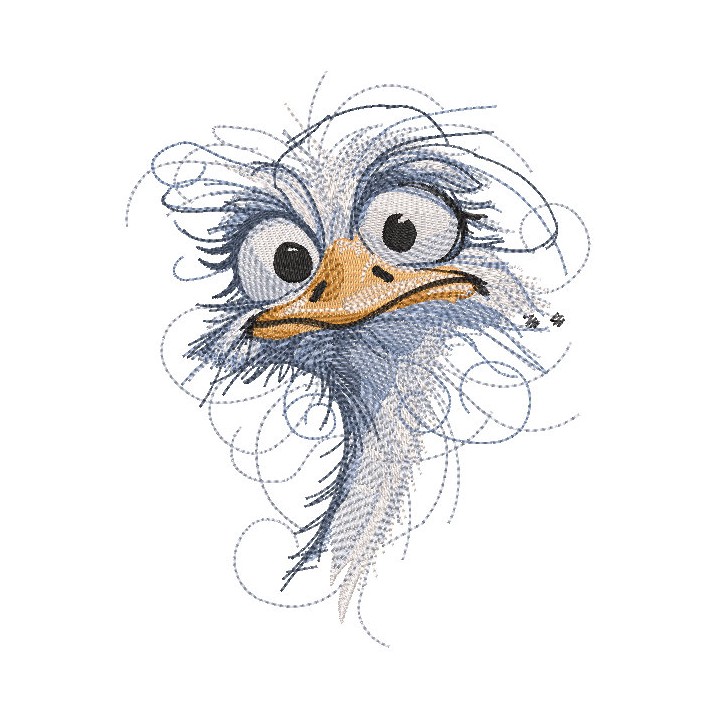 Funny ostrich embroidery design - Embroidery Design