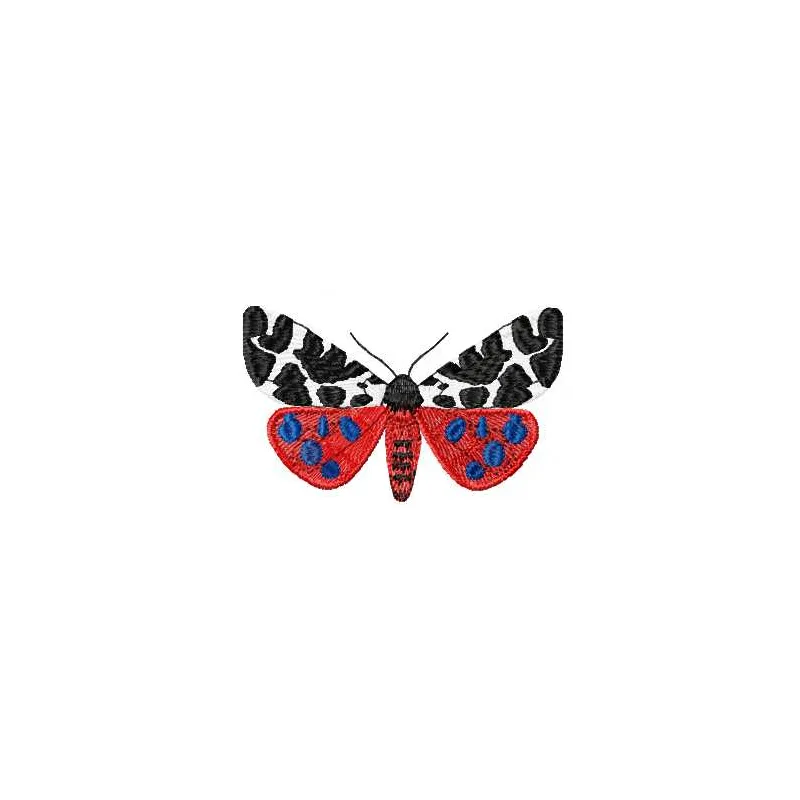 Arctia caja butterfly embroidery design with detailed wing patterns and stitching