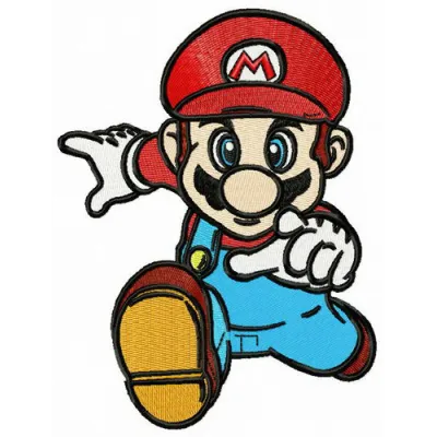 Mario hurry up embroidery design preview showing stitched pattern ready to embroider