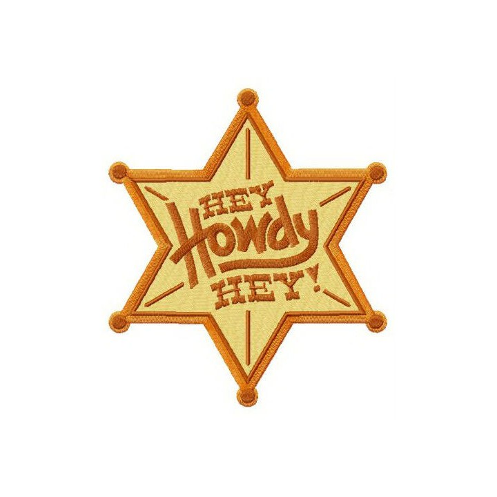 Hey Howdy Hey sheriff star embroidery design - Embroidery Design