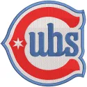 Chicago Cubs Jersey logo embroidery design featuring vibrant blue and red colors with iconic team emblem.