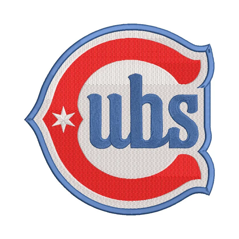 Chicago Cubs Jersey logo embroidery design featuring vibrant blue and red colors with iconic team emblem.