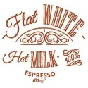 Flat white coffee embroidery design featuring a minimalist coffee cup illustration for stitching
