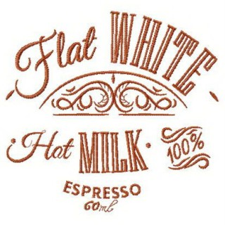 Flat white coffee embroidery design - Embroidery Design