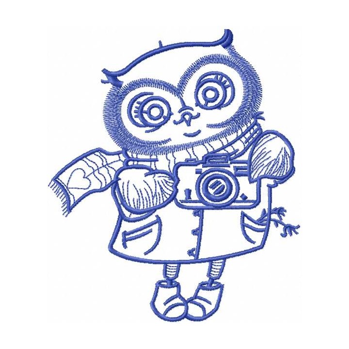Owl with photo camera embroidery design - Embroidery Design