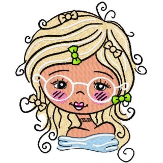 Blonde in glasses embroidery design - Embroidery Design