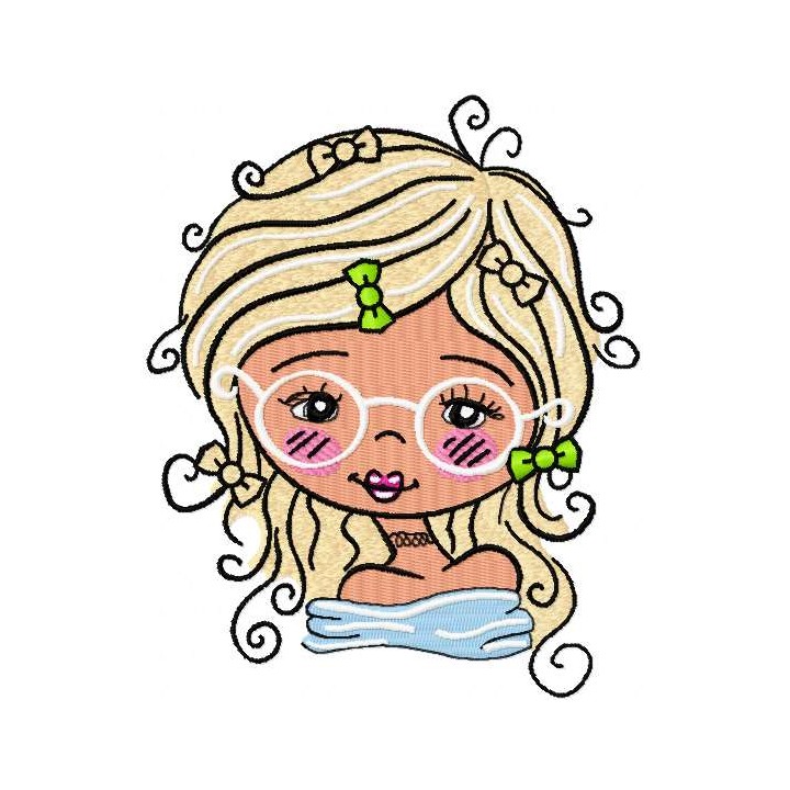 Blonde in glasses embroidery design - Embroidery Design