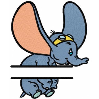 Dumbo flying monogram embroidery design - Embroidery Design