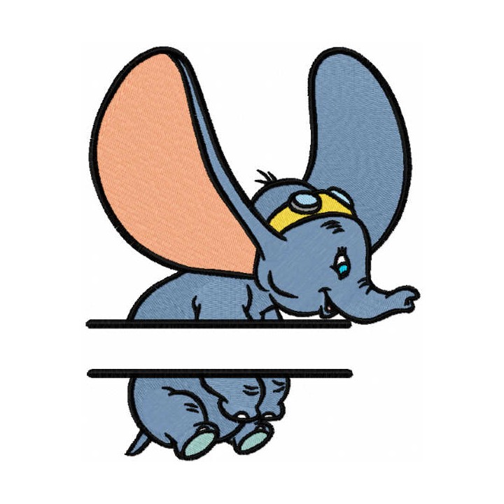 Dumbo flying monogram embroidery design - Embroidery Design