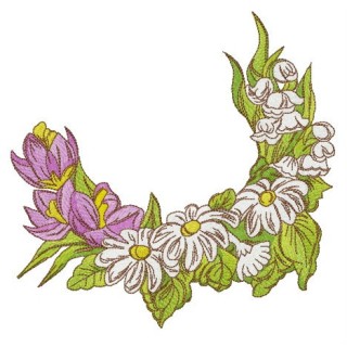 Crocuses, chamomiles and lilies of the valley embroidery design - Embroidery Design