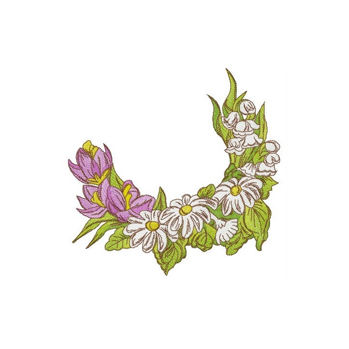Crocuses, chamomiles and lilies of the valley embroidery design - Embroidery Design
