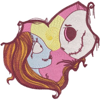 Jack and Sally broken heart embroidery design - Embroidery Design