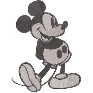 Vintage Mickey Mouse greyscale embroidery design - Embroidery Design