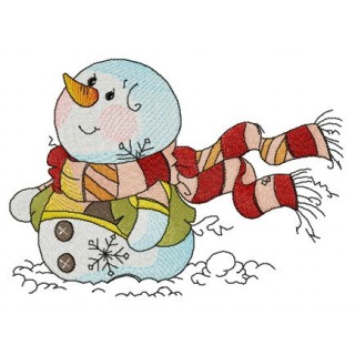 Adorable snowman embroidery design - Embroidery Design