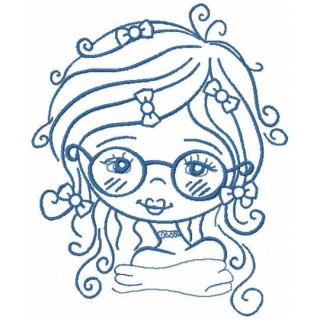 Romantic curly girl embroidery design - Embroidery Design
