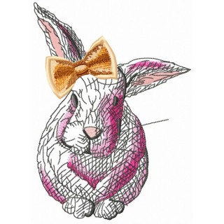 White rabbit embroidery design - Embroidery Design