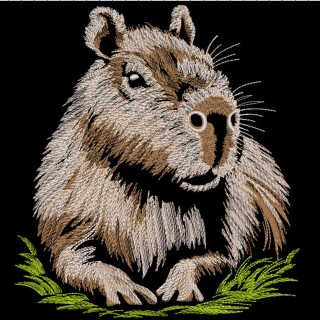 Capybara on Grass embroidery design - Embroidery Design