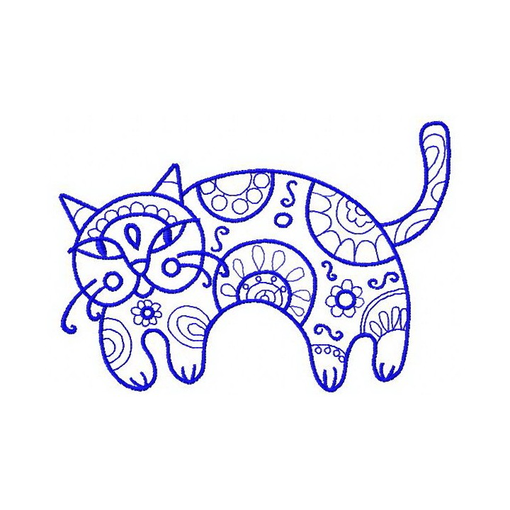Ornamental cat 4 embroidery design - Embroidery Design