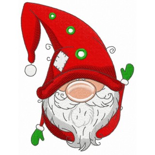 Gnome in red phrygian cap embroidery design - Embroidery Design