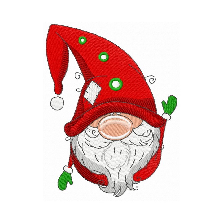 Gnome in red phrygian cap embroidery design - Embroidery Design