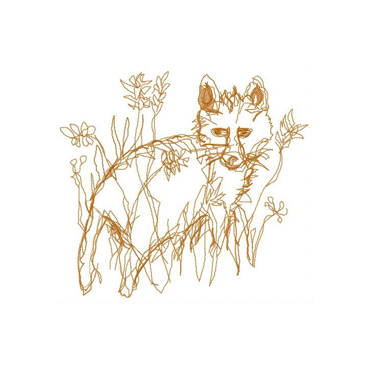 Children's fox drawing embroidery design - Embroidery Design