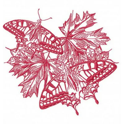 Autumn butterflies 3 embroidery design preview showing detailed stitching pattern