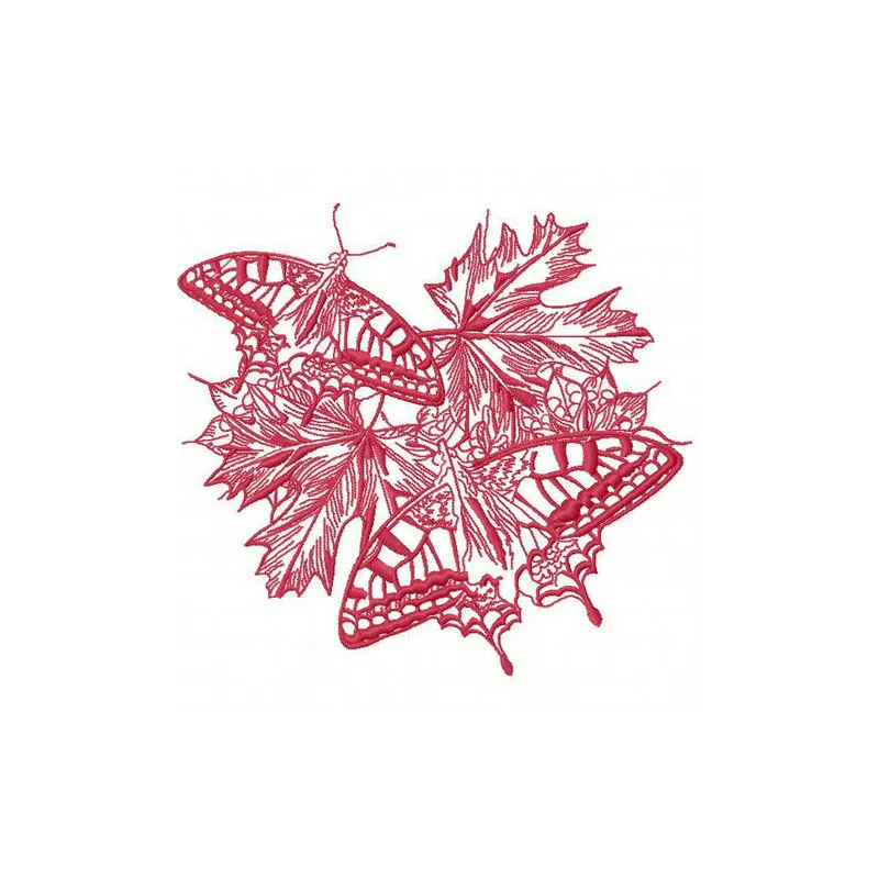 Autumn butterflies 3 embroidery design preview showing detailed stitching pattern
